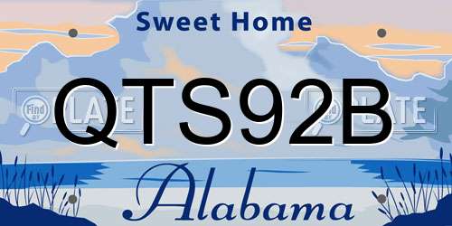 QTS92B Alabama License Plate