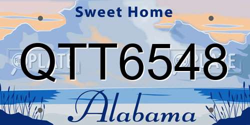 QTT6548 Alabama License Plate