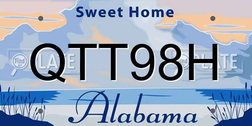 QTT98H Alabama License Plate