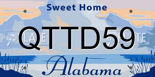 QTTD59 Alabama License Plate