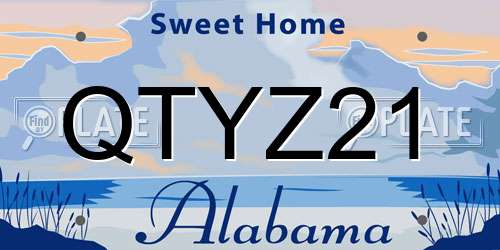 QTYZ21 Alabama License Plate