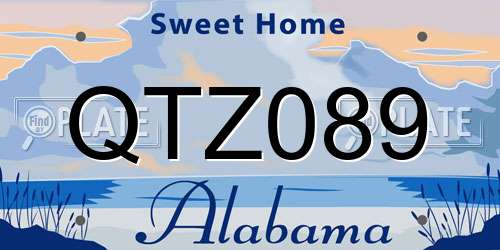 QTZ089 Alabama License Plate