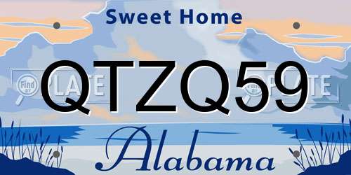 QTZQ59 Alabama License Plate