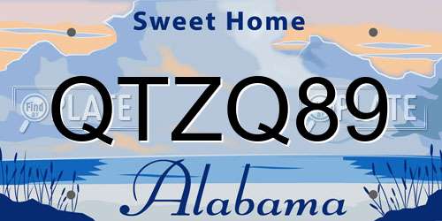 QTZQ89 Alabama License Plate