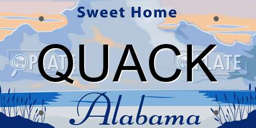QUACK Alabama License Plate