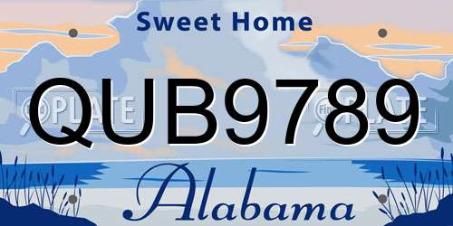 QUB9789 Alabama License Plate