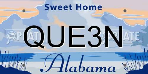 QUE3N Alabama License Plate