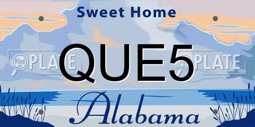 QUE5 Alabama License Plate