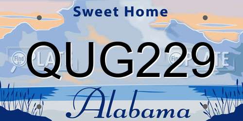 QUG229 Alabama License Plate