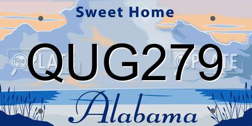 QUG279 Alabama License Plate