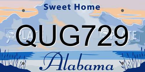 QUG729 Alabama License Plate