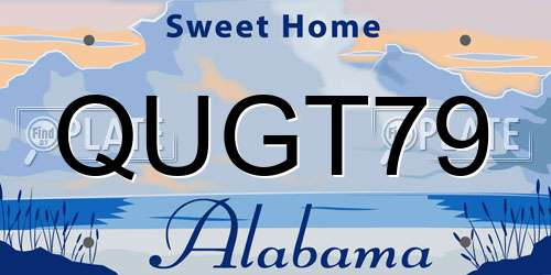 QUGT79 Alabama License Plate