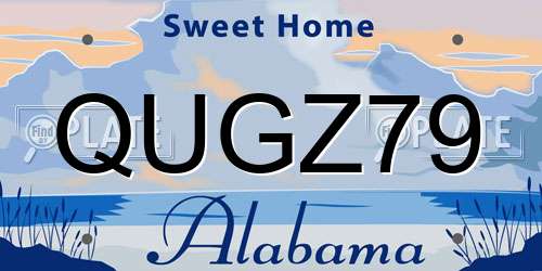 QUGZ79 Alabama License Plate