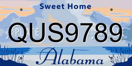 QUS9789 Alabama License Plate