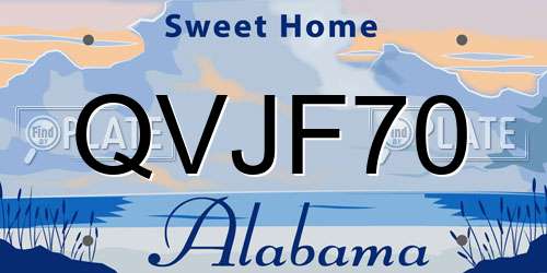 QVJF70 Alabama License Plate