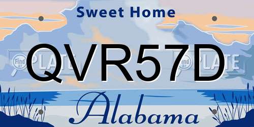 QVR57D Alabama License Plate