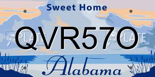 QVR57O Alabama License Plate