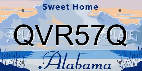 QVR57Q Alabama License Plate