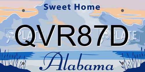 QVR87D Alabama License Plate
