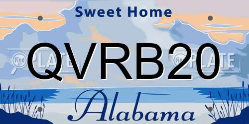 QVRB20 Alabama License Plate