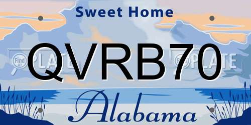 QVRB70 Alabama License Plate