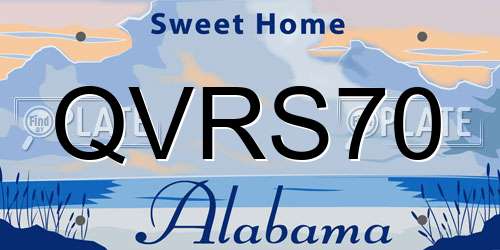 QVRS70 Alabama License Plate