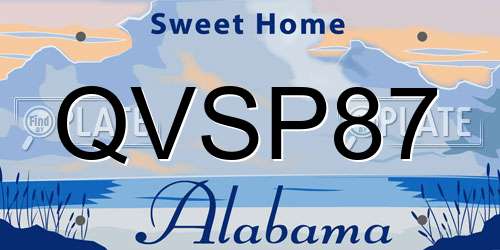 QVSP87 Alabama License Plate