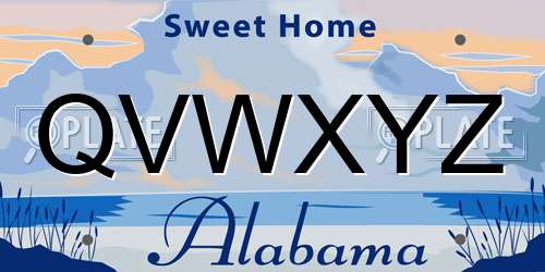 QVWXYZ Alabama License Plate