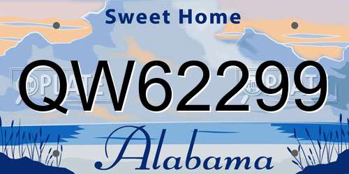 QW62299 Alabama License Plate