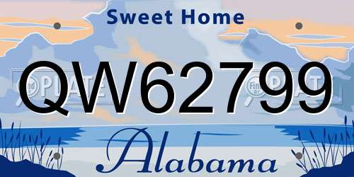 QW62799 Alabama License Plate