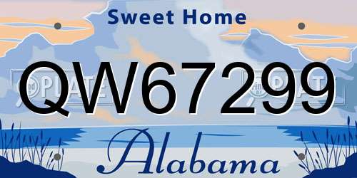 QW67299 Alabama License Plate