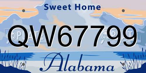 QW67799 Alabama License Plate