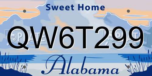 QW6T299 Alabama License Plate