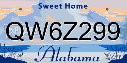 QW6Z299 Alabama License Plate