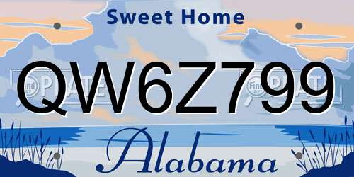 QW6Z799 Alabama License Plate