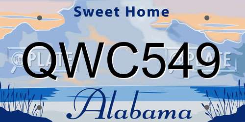 QWC549 Alabama License Plate