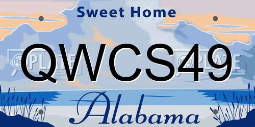 QWCS49 Alabama License Plate