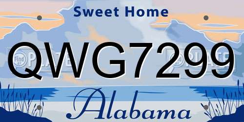 QWG7299 Alabama License Plate