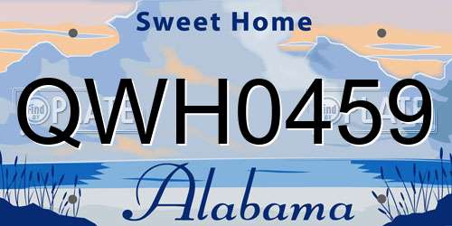 QWH0459 Alabama License Plate