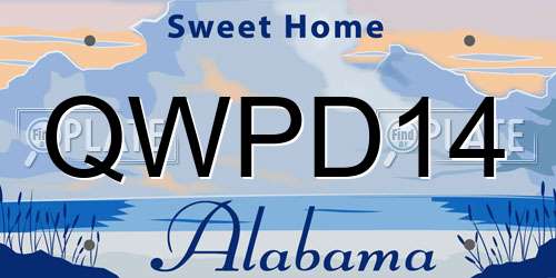 QWPD14 Alabama License Plate