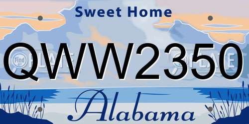 QWW2350 Alabama License Plate