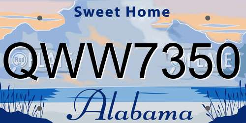 QWW7350 Alabama License Plate