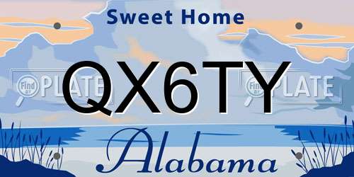 QX6TY Alabama License Plate