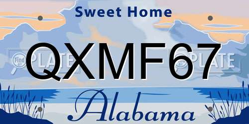 QXMF67 Alabama License Plate