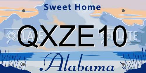 QXZE10 Alabama License Plate