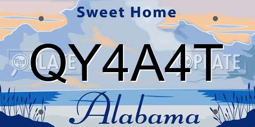 QY4A4T Alabama License Plate