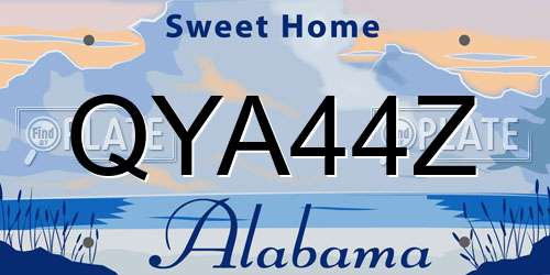 QYA44Z Alabama License Plate