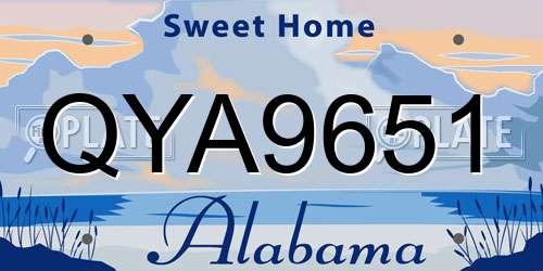 QYA9651 Alabama License Plate