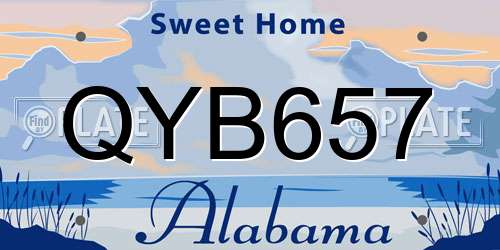 QYB657 Alabama License Plate