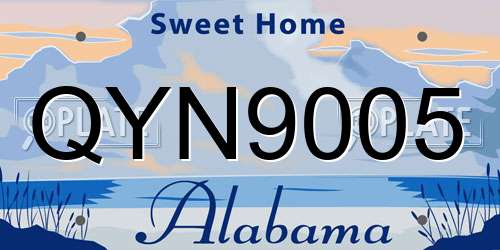 QYN9005 Alabama License Plate